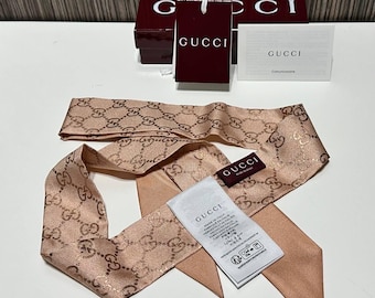 Gucci Scarf Silk Slim Neck Women’s CC Logo Midzah Authentic