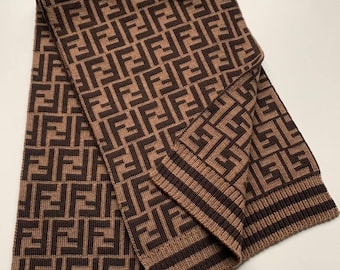 Vintage Fendi Silk Scarf, Fendi Silk Muffler, Vintage Fendi Silk