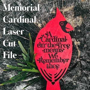 Kardinal Memorial Ornament Laser geschnitten Datei für Glowforge SVG personalisierte Laser Ornament in liebevolle Erinnerung SVG