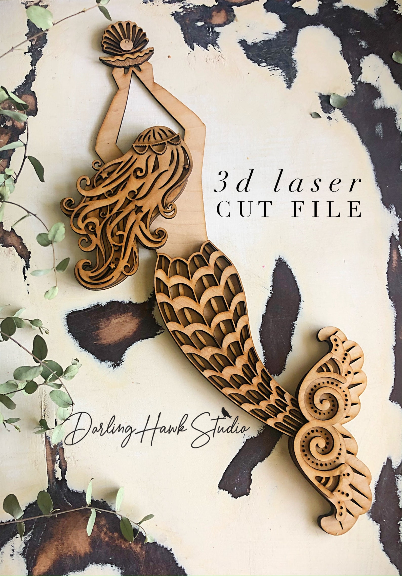 Download Mermaid 3D Layered Laser Cut File SVG Glowforge cut file ...