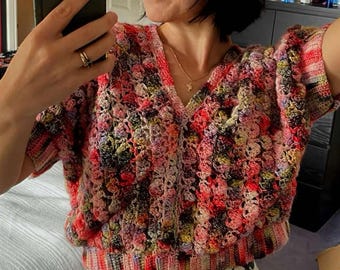 Patrón de top de verano a crochet – Punto de encaje de capullo, ajuste personalizado (patrón en PDF)