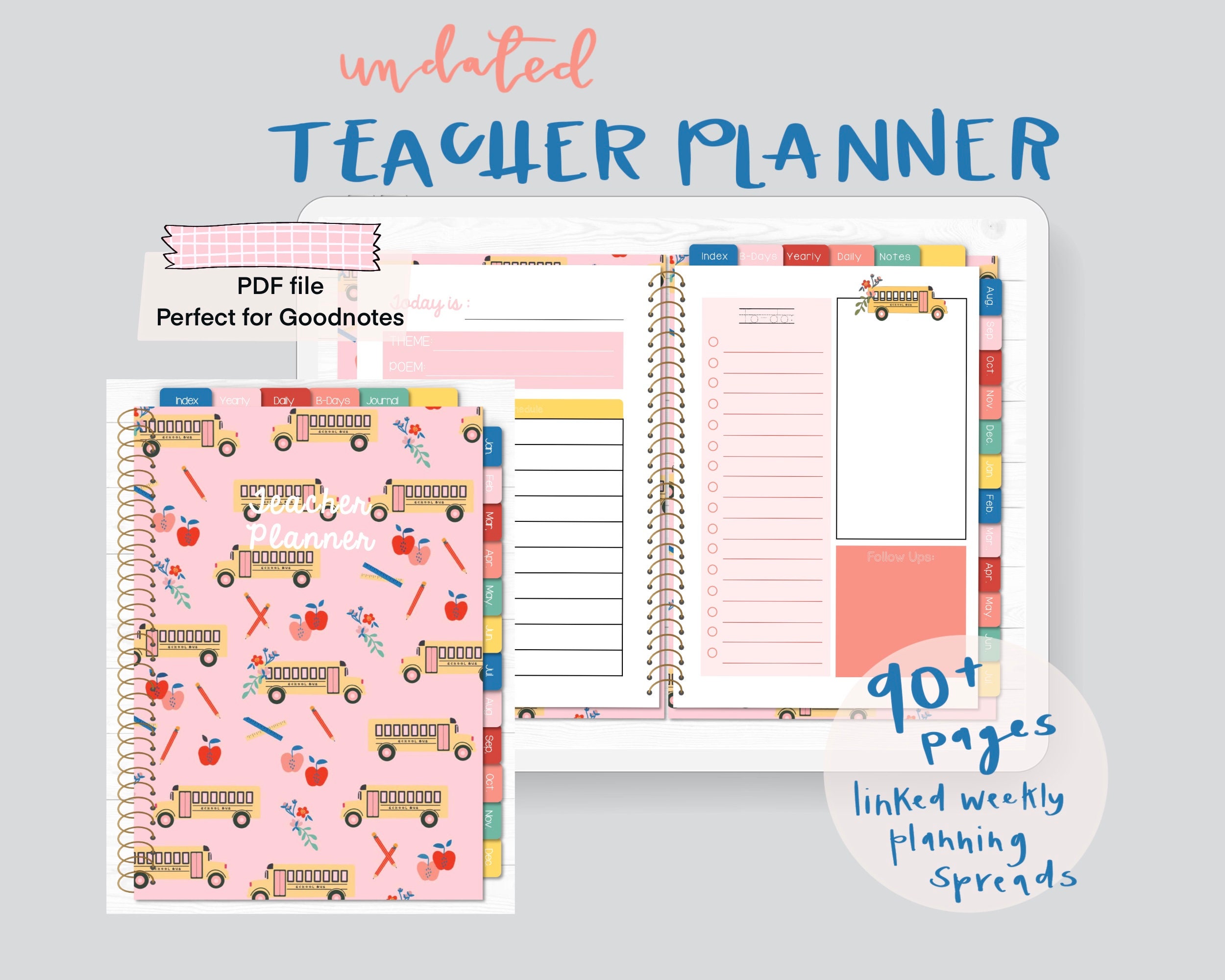 Colored Number Stickers Color Coordinated for the Boho Berry pink Lemonade  Landscape Planner 