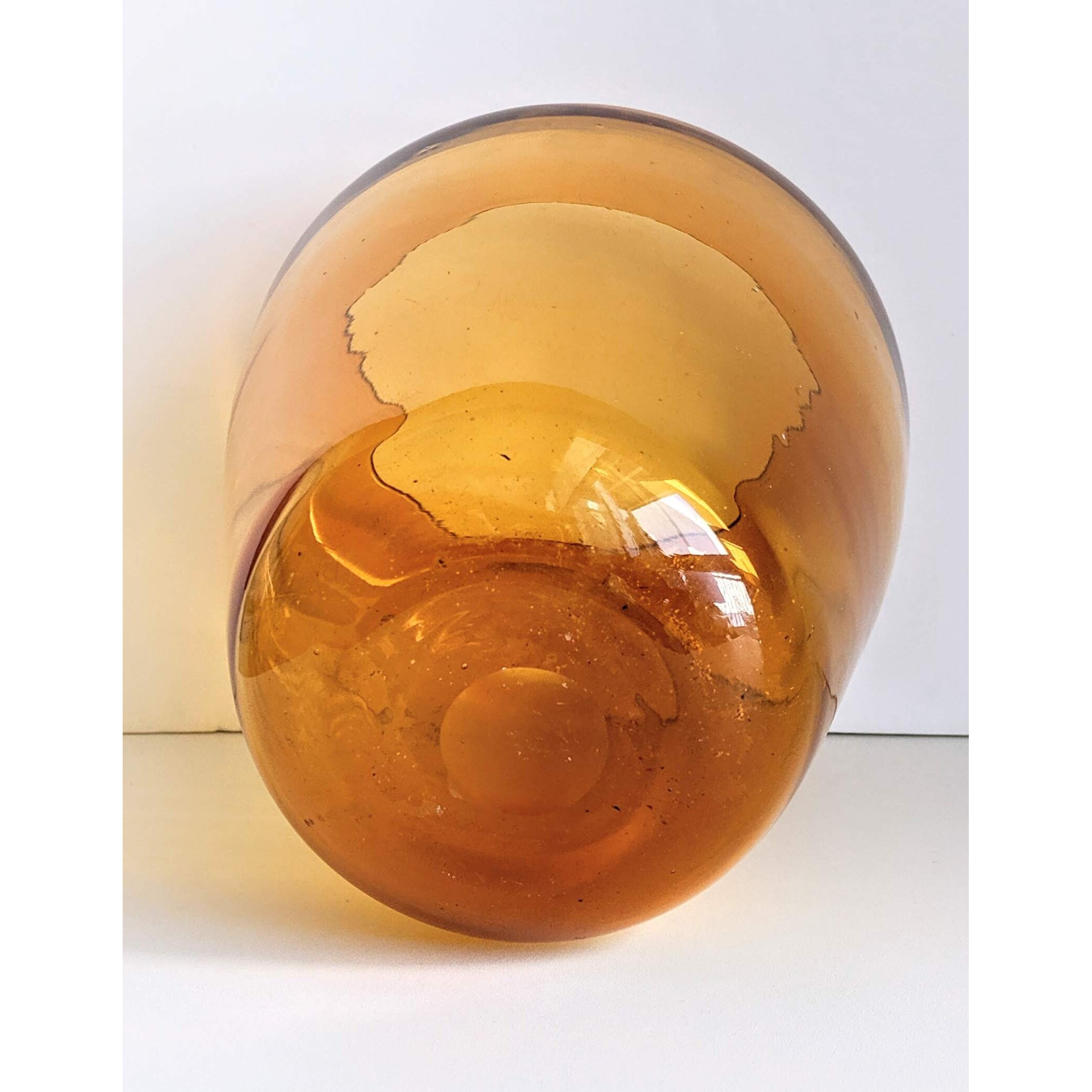 Amber Vase Hand Blown Glass Lipless Shouldered Centerpiece Etsy Denmark