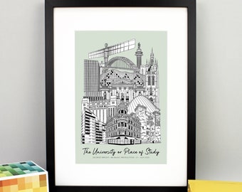 Regalo de graduación de Newcastle personalizado / Impresión de la Universidad de Newcastle / Regalo de graduación de Newcastle / Regalo de Newcastle / Regalo para estudiantes de Newcastle