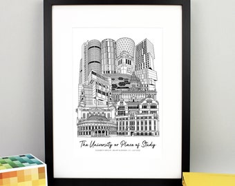 Regalo personalizado de graduación de Leeds / Impresión de la Universidad de Leeds / Regalo de graduación de la Universidad Leeds Beckett / Regalo para estudiantes de Leeds