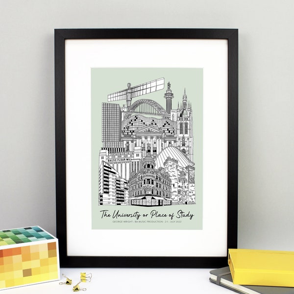 Personalised Newcastle Graduation Print | Newcastle City Print | Newcastle Graduation Gift | Newcastle Graduation Present