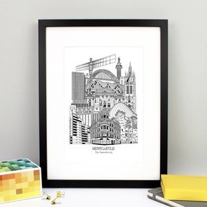 Personalised Newcastle Print | Newcastle Illustration | Newcastle Architecture Print | City Print | Housewarming Gift | Framed Prints