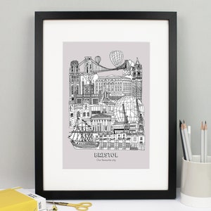 Personalised Bristol Print | Bristol Illustration | Bristol Architecture Print | City Print | Housewarming Gift | Framed Prints