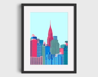 Lámina artística del Edificio Chrysler / Paisaje de la ciudad de Nueva York, estilo Art Déco