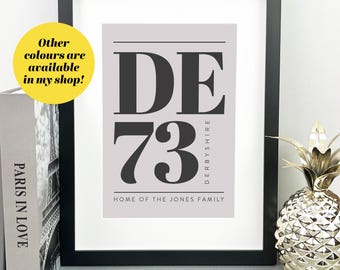 Personalised Postcode Print | Moving Home Gift | New Home Gift | Wall Decor | Gallery Wall | A4 and A3 Framed or Unframed