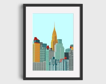 Impresión artística del Edificio Chrysler / Arquitectura vibrante de la ciudad de Nueva York