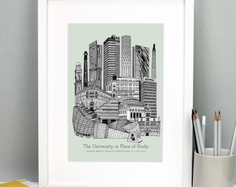Personalised Manchester Graduation Gift | University of Manchester Print | Manchester Metropolitan Graduation | Manchester Graduation Gift