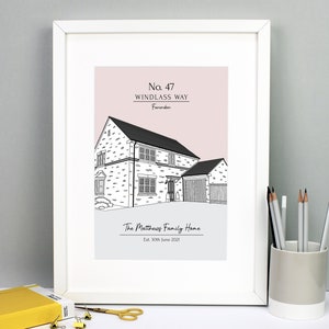 Personalised House Print | House Portrait | House Illustration | Bespoke House Drawing | Housewarming Gift | A4 and A3 Framed Prints