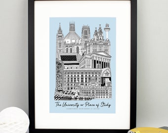 Regalo de graduación personalizado de Liverpool / Impresión de la Universidad de Liverpool / Regalo de graduación de John Moores de Liverpool / Regalo para estudiantes de Liverpool