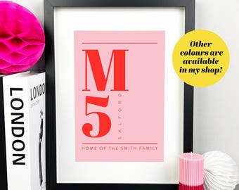 Impresión de código postal personalizado / Regalo para mudanza / Regalo para casa nueva / Decoración de pared / Galería de pared / A4 y A3 con o sin marco