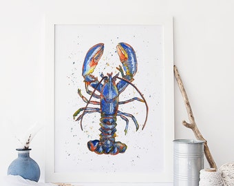 Lobster Watercolour Print | Lobster Painting | Fine Art Print | Nautical Lobster Print | Coastal Lobster Print | Seaside Print