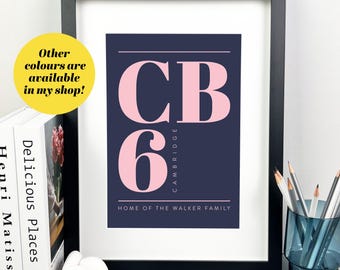 Personalised Postcode Print | Moving Home Gift | New Home Gift | Wall Decor | Gallery Wall | A4 and A3 Framed or Unframed