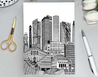 Cuaderno Manchester / Cuaderno A5 de ciudad / Regalo de papelería / Regalo de graduación / Páginas rayadas / Amante de la papelería / Cuaderno de paisaje urbano