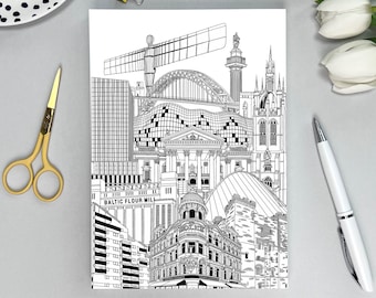 Cuaderno de Newcastle / Cuaderno de la ciudad A5 / Regalo de papelería / Regalo de graduación / Páginas forradas / Amante de la papelería / Cuaderno de paisaje urbano