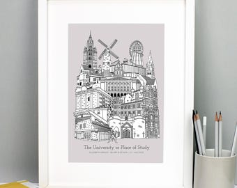 Regalo de graduación personalizado de Nottingham / Lámina de la Universidad de Nottingham / Lámina de la Universidad de Nottingham Trent / Regalo para estudiantes de Nottingham