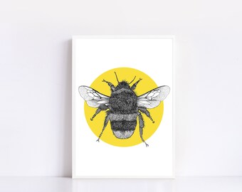 Ilustración de abejas / Impresión de abejas / Impresión de abejas para guardería / Decoración de pared para guardería / Arte de pared para guardería / Regalo de cumpleaños