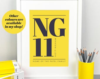 Personalised Postcode Print | Moving Home Gift | New Home Gift | Wall Decor | Gallery Wall | A4 and A3 Framed or Unframed