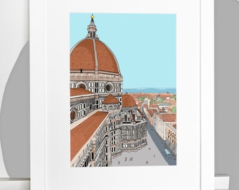 Florence Illustration | Florence Cathedral Italy | Florence Duomo Illustration | Florence Drawing | A4 and A3 Prints