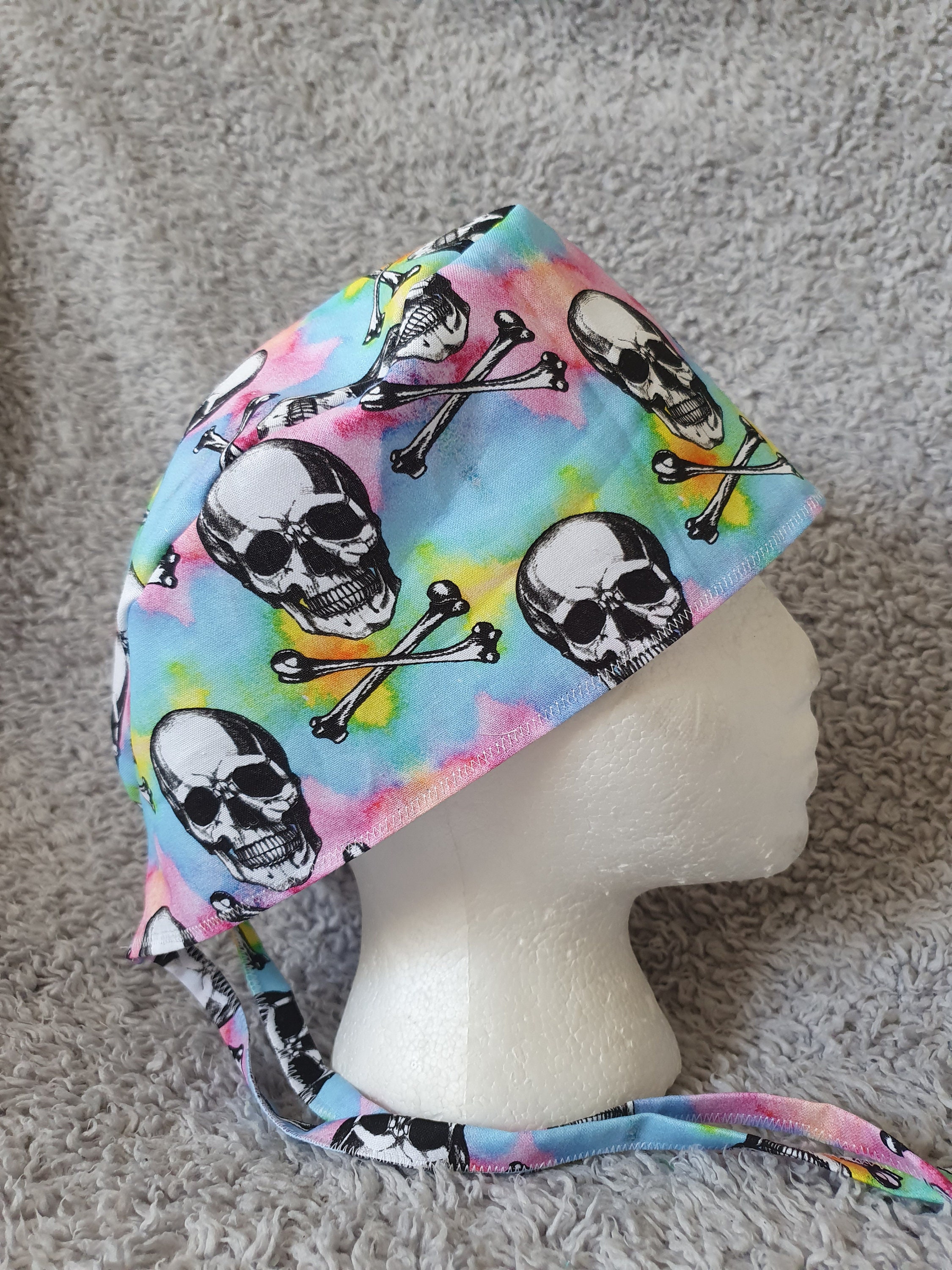 Tie-dye Skull Theatre Hat / Scrub Cap 