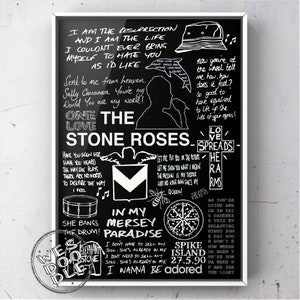 The Stone Roses Lyric Poster Features Album Artwork Music 