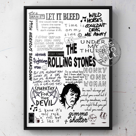 The Rolling Stones Lyric Album Song Doodle Sketch Poster Print -  Hong  Kong