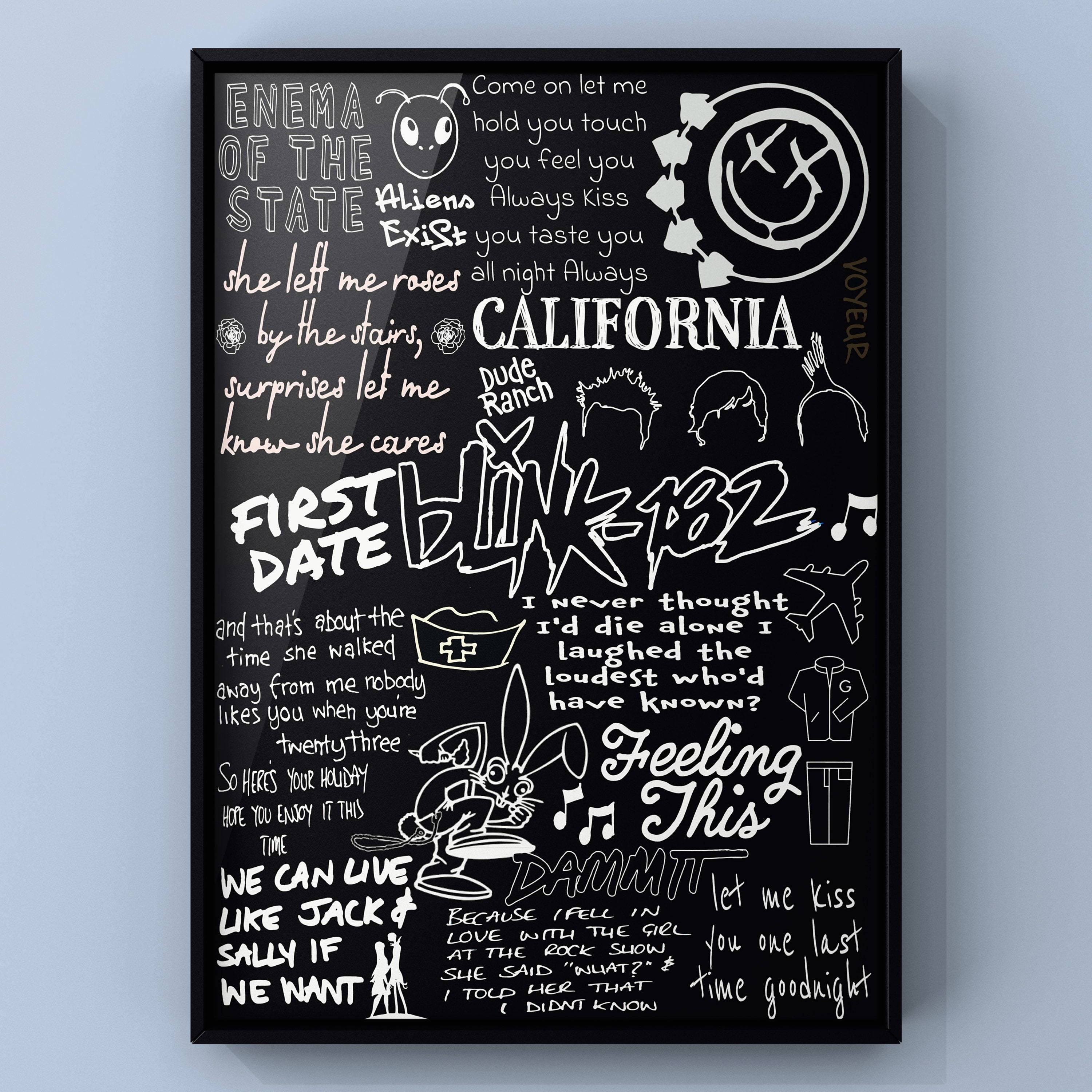 Blink 182 Lyric Album Song Doodle Sketch Poster Print