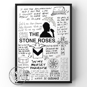 The Stone Roses Lyric Poster Features Album Artwork Music 