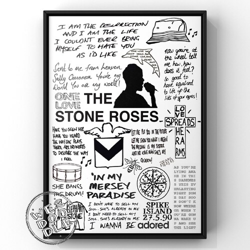 The Stone Roses Lyric Poster Features Album Artwork Music - Etsy