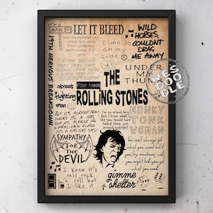 The Rolling Stones  Lyric Album Song Doodle Sketch Poster Print