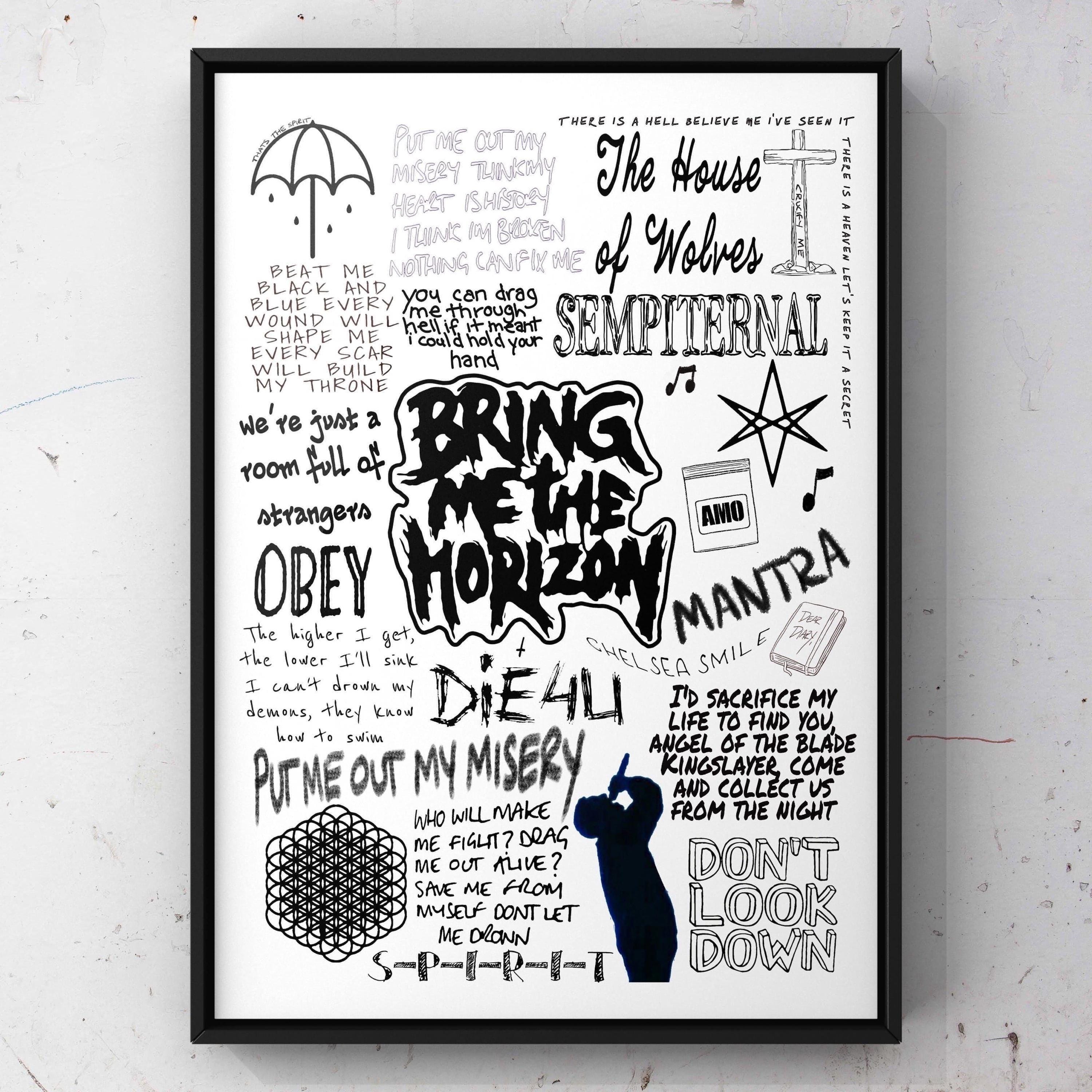 Bring Me the Horizon Lyric Album Song Doodle Sketch Poster Print