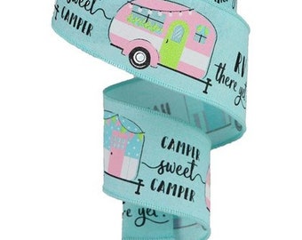 RV Wire Ribbon 2.5/" Camper*Caravan*Vacation*Travel*Summer*2 LENGTHS /& 2 COLORS*