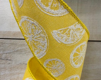 MAY ARTS~SATIN CENTER BAND RIBBON~LEMON YELLOW~1 /& 1//2 INCHES X 1 YARD