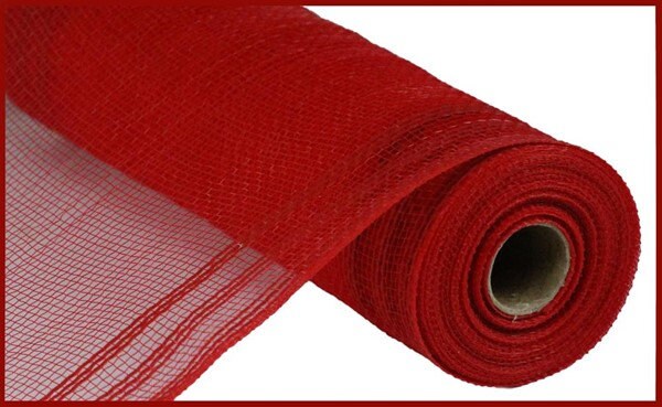 Red 10 inch faux jute border stripe mesh, Red 10 inch mesh, holiday m…