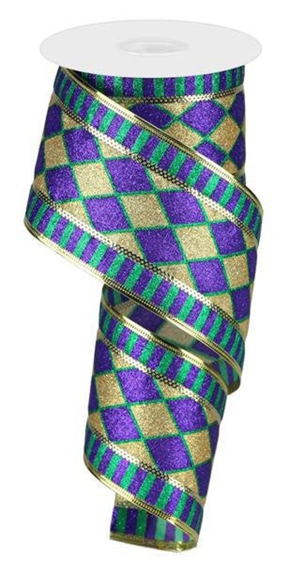 Mardi Gras Glitter Harlequin Ribbon 2.5 Inch Mardi Gras Etsy