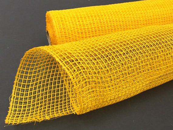 Sunflower Yellow fabric mesh, yellow natural fabric deco mesh, fabric mesh,  yellow mesh, 21 inch yellow fabric mesh, XB979-49