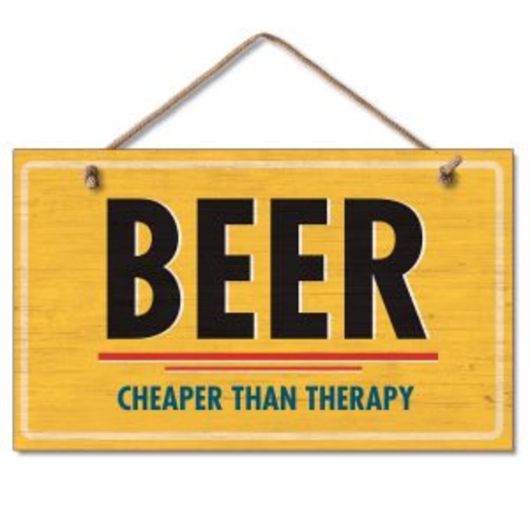 Targa In Metallo 20x30 Cm Con Scritta "Beer Is Cheaper Than Therapy" - Decorazione Ironica Per Pub E Casa - 3