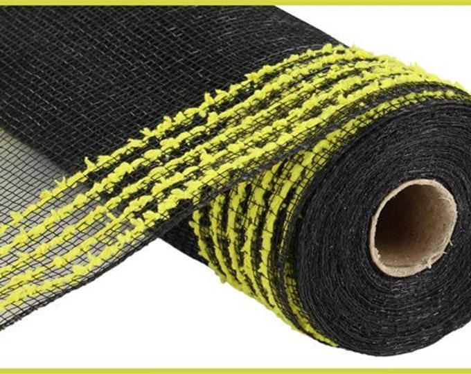 Bordered Mesh Black Yellow Border Stripe Drift Mesh, 10