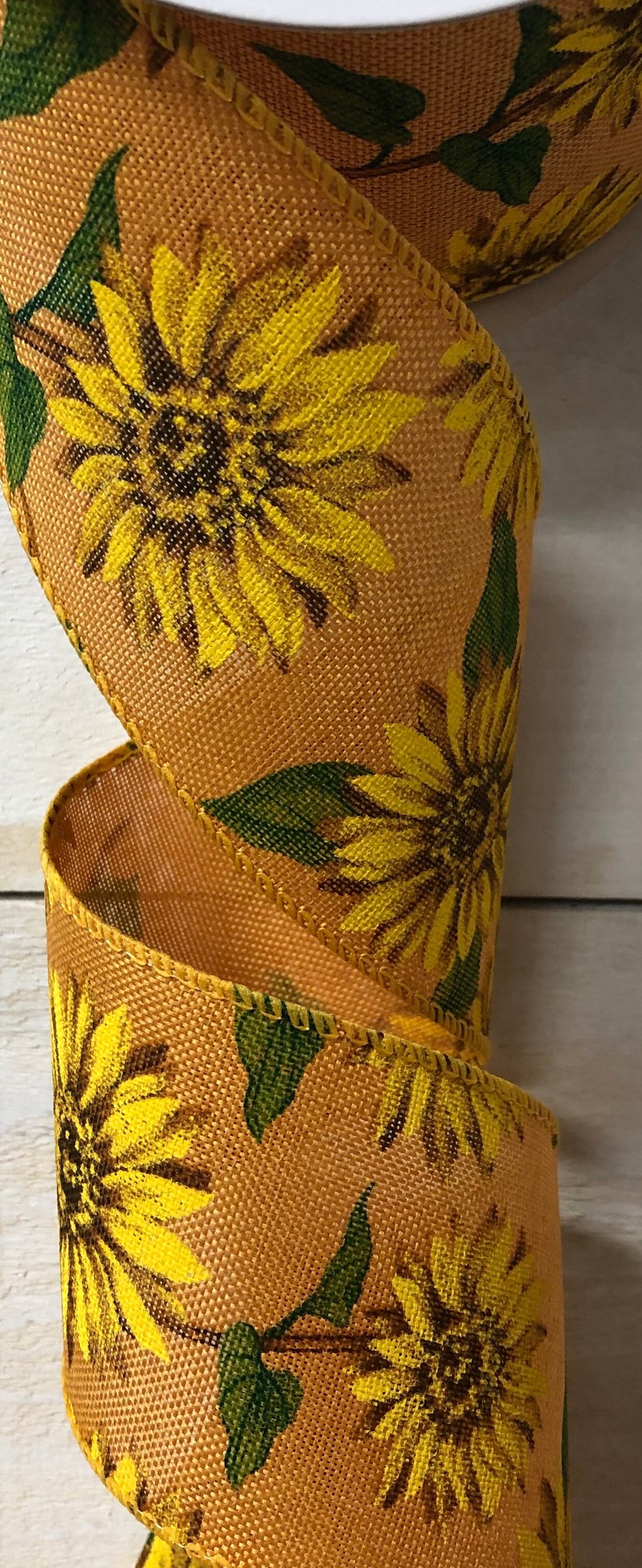Yellow Fall Sunflower Wired Ribbon 2.5 Yellow Sunflower Etsy