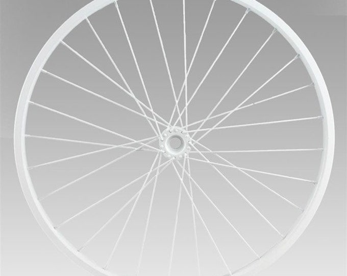 White Decorative 16.5 Bicycle Rim, Bicycle Wreath, Decorative Bicycle