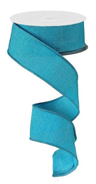 Turquoise burlap wired ribbon, 1.5" wired ribbon, ribbon by the …