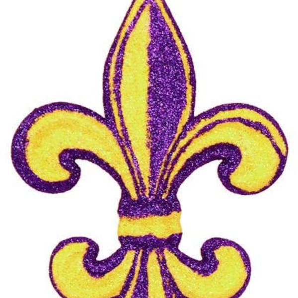 Yellow Purple Fleur de Lis Ornament, Wreath Decor, LSU Ornament, Fleur de Lis ornament, MZ1765K9