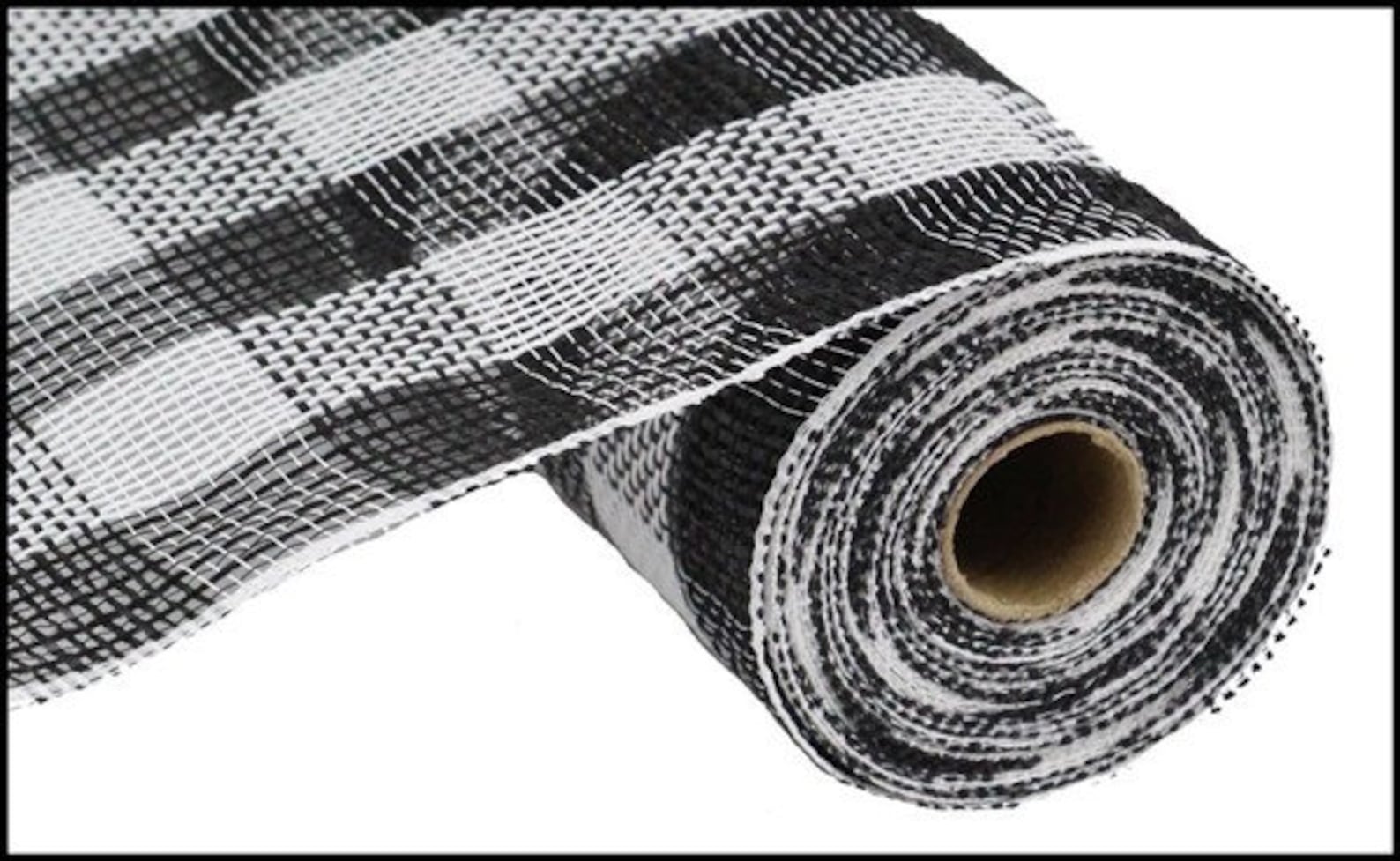 Black White Cotton Faux Jute Check Mesh, Buffalo Check Mesh, White ...