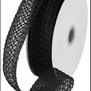Black Flex Jute Ribbon, 1.5&quot; Black waffle ribbon, Black bow ribbon, Sports Ribbon, Black Floral ribbon, floral ribbon, RS402702