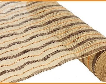 Natural With Copper and Brown Metallic Jute Mesh, 21