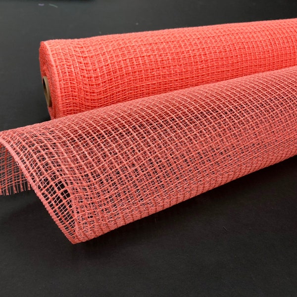 Coral fabric mesh, coral natural fabric deco mesh, fabric mesh, coral mesh, 10 inch coral fabric mesh, spring mesh, ocean mesh, XB97910-46